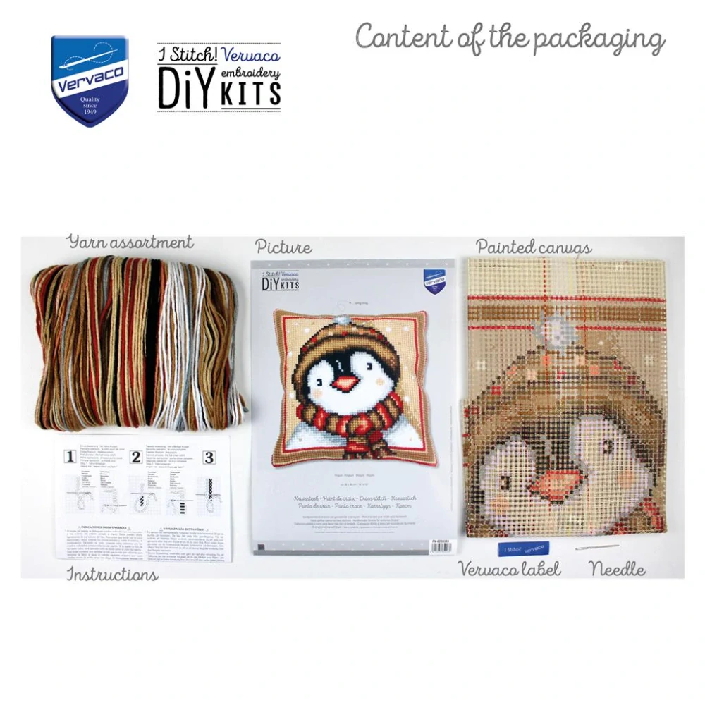VERVACO CROSS STITCH CUSHION KIT PENGUIN