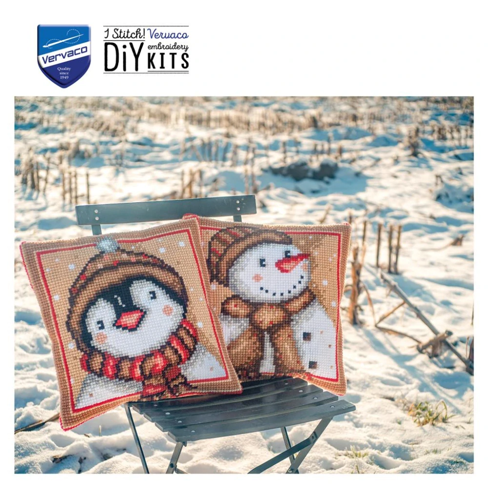 VERVACO CROSS STITCH CUSHION KIT SNOWMAN