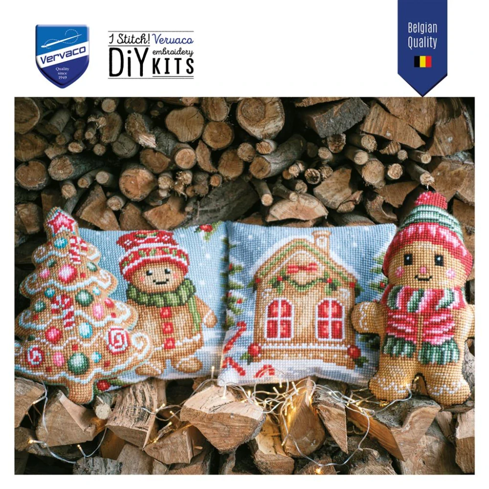 VERVACO Cross stitch cushion kit Gingerbread house PN-0214117