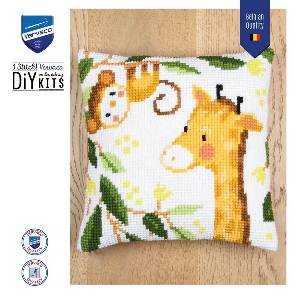 VERVACO Cross stitch cushion kit Jungle animals PN-0198537