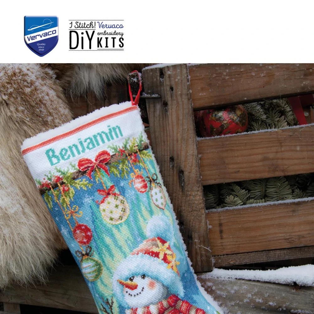 VERVACO Christmas stocking kit Snowman in bloom PN-0246808