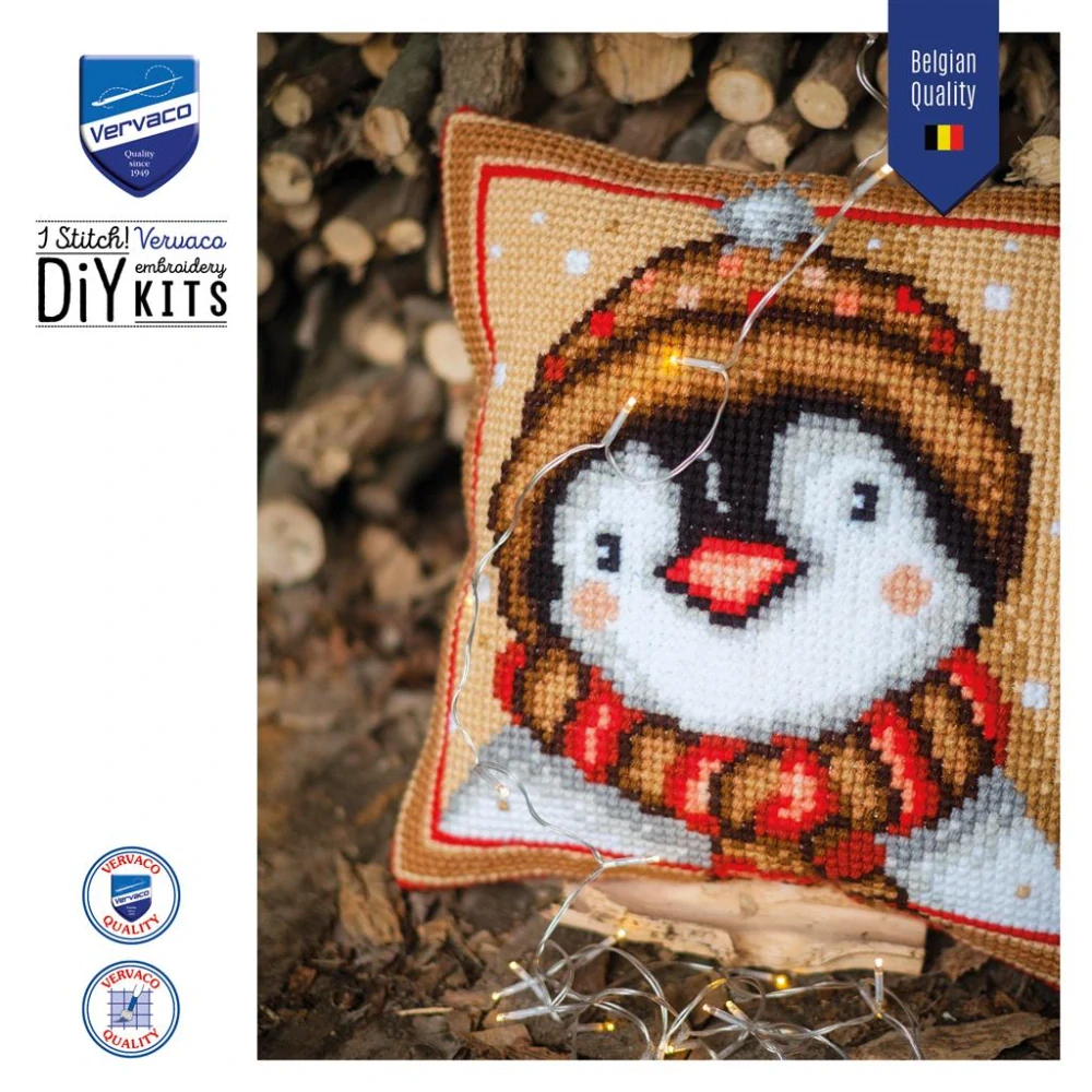VERVACO CROSS STITCH CUSHION KIT PENGUIN
