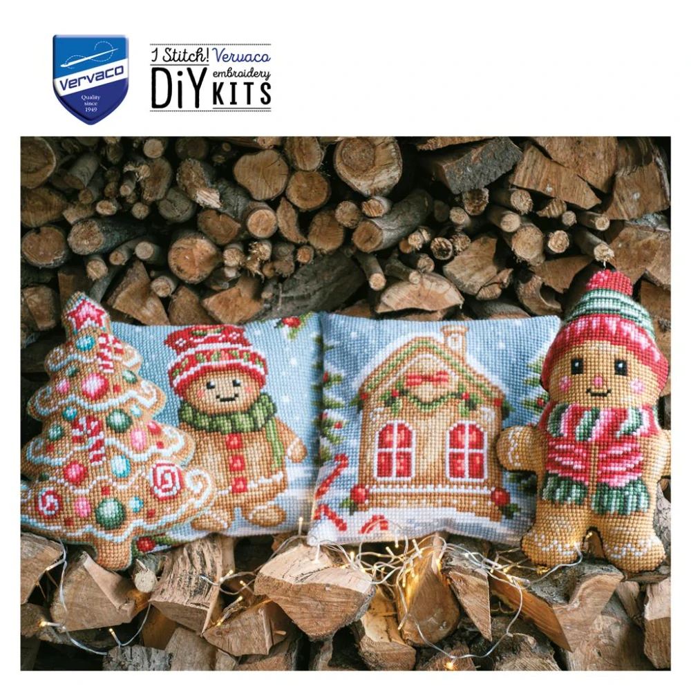 VERVACO Cross stitch shaped cushion kit with back Gingerbre PN-0214528