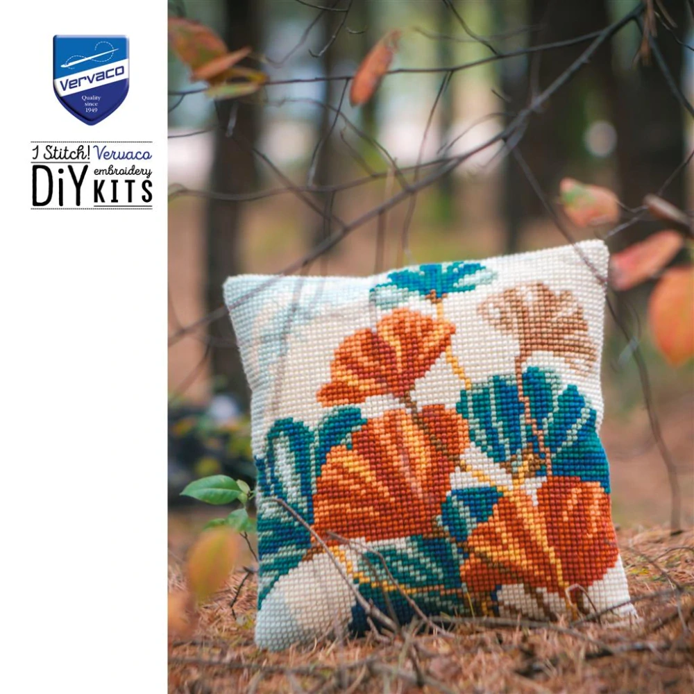 VERVACO Cross stitch cushion kit Ginko leaves PN-0206655