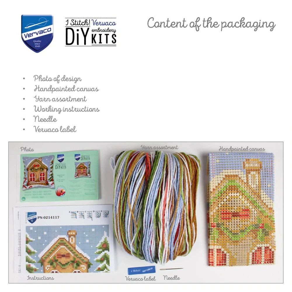 VERVACO Cross stitch cushion kit Gingerbread house PN-0214117