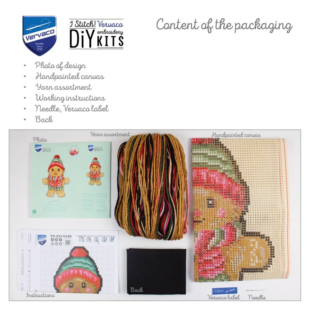 VERVACO Cross stitch shaped cushion kit with back Gingerbre PN-0214528