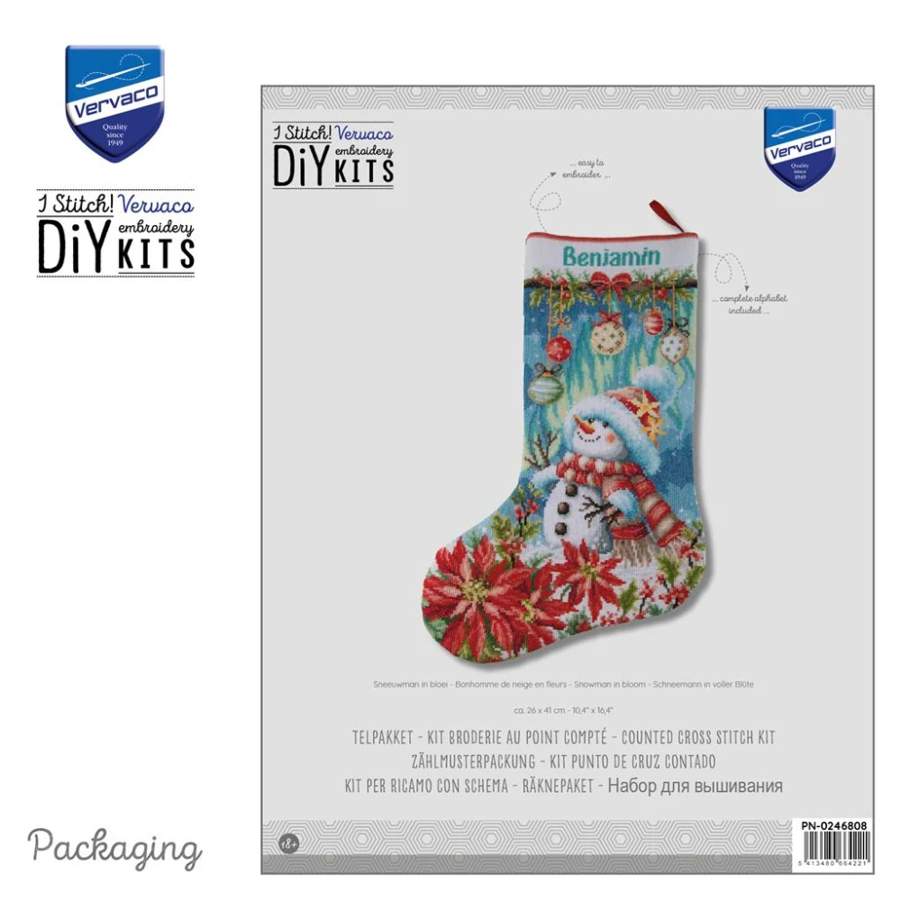 VERVACO Christmas stocking kit Snowman in bloom PN-0246808