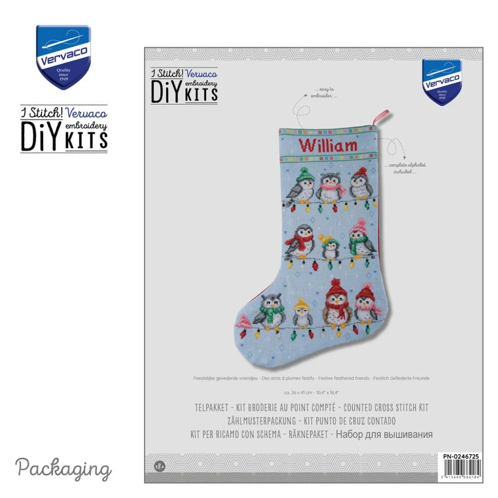 VERVACO Christmas stocking kit Festive feathered friends PN-0246725