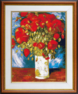 Vase with red poppies