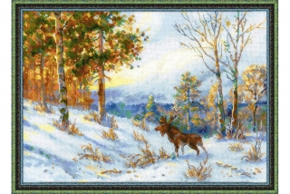 RIOLIS ELK IN A WINTER FOREST AFTER V. L. MURAVYOV'S PAINTING